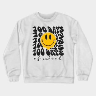 100 days of school Retro Smiley Face Crewneck Sweatshirt